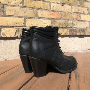 Combat-style faux leather heeled booties